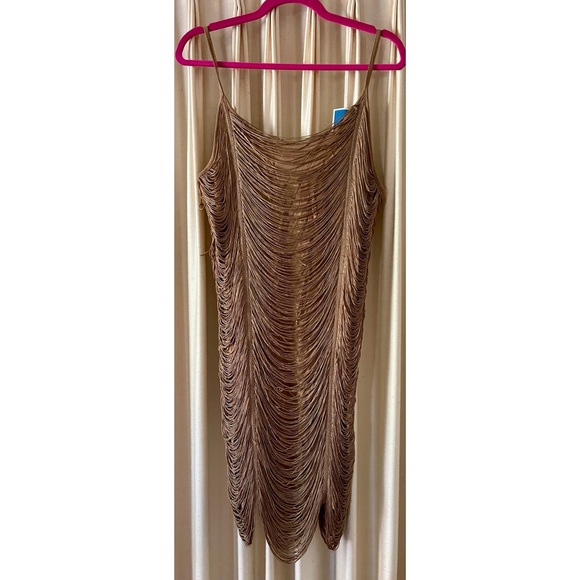 New H & M Elegant Fringe Brown Flapper Dress M - Picture 3 of 5